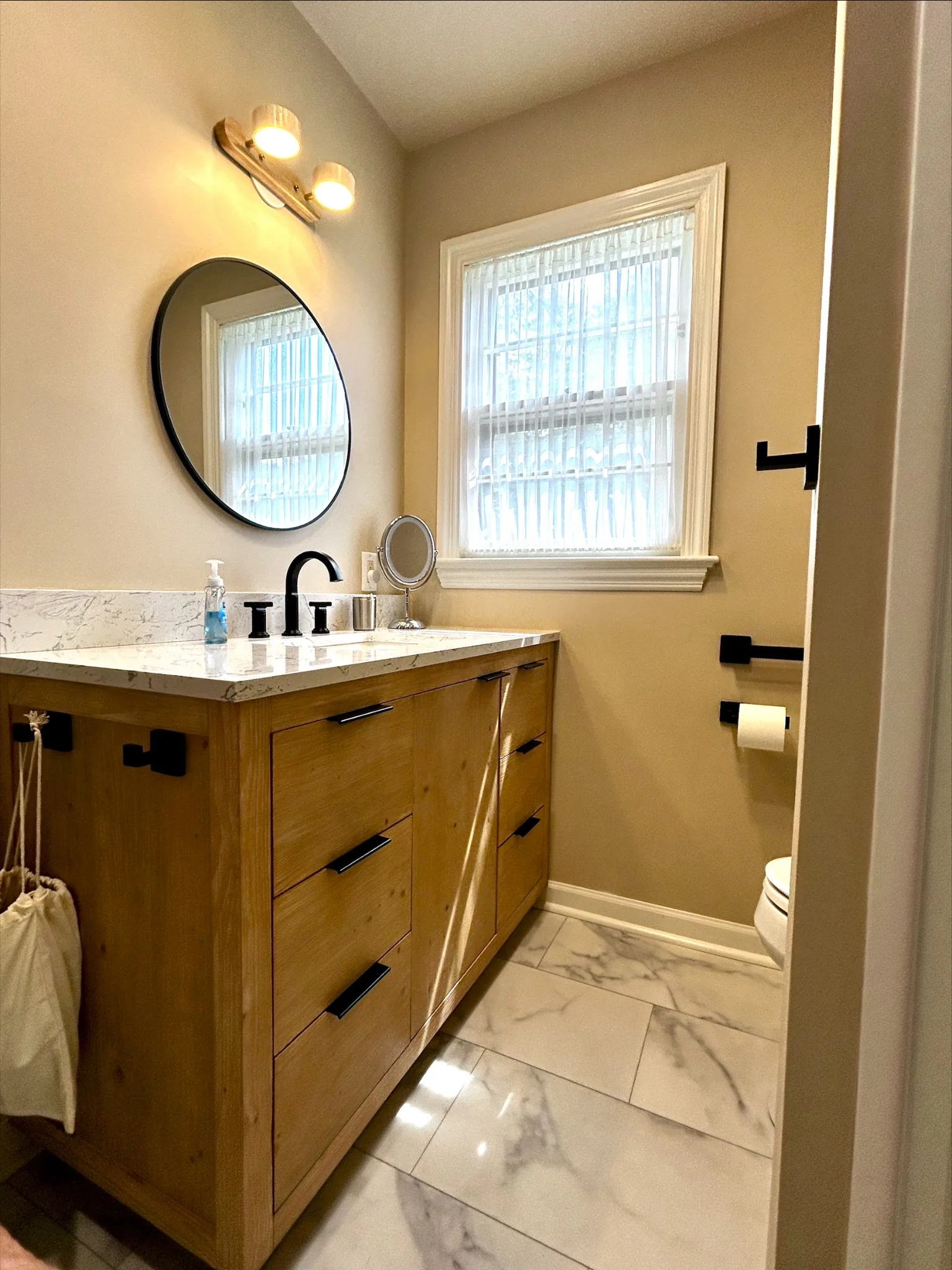 Finished bathroom vanity after renovation